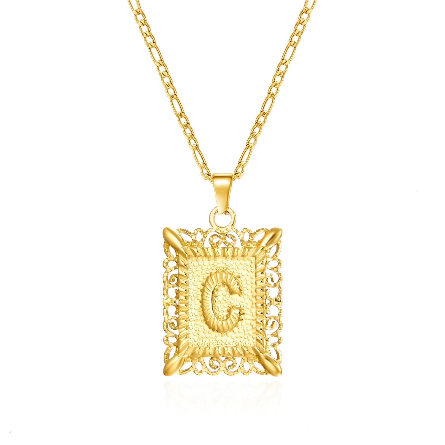 Collier avec pendentif rectangulaire initiale - lettre