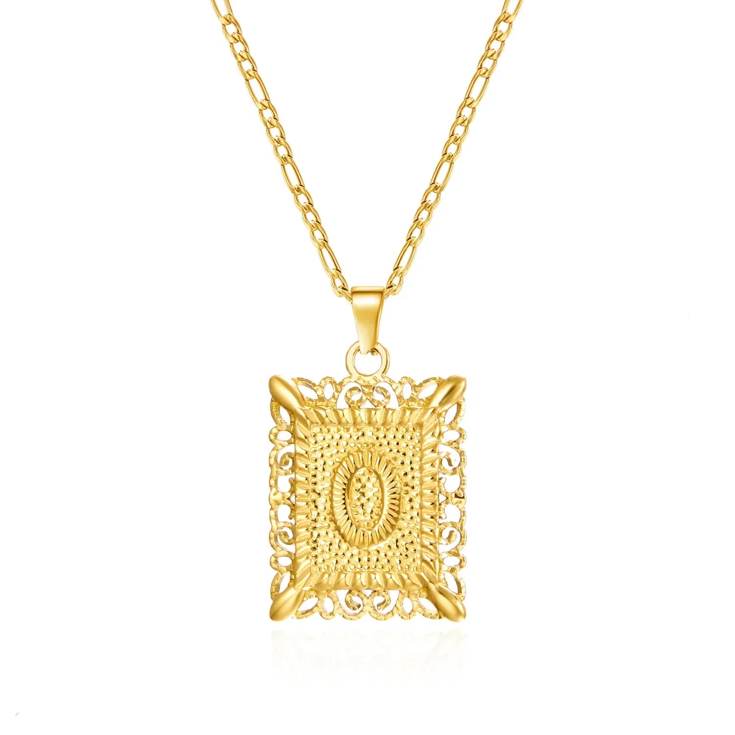 Collier avec pendentif rectangulaire initiale - lettre