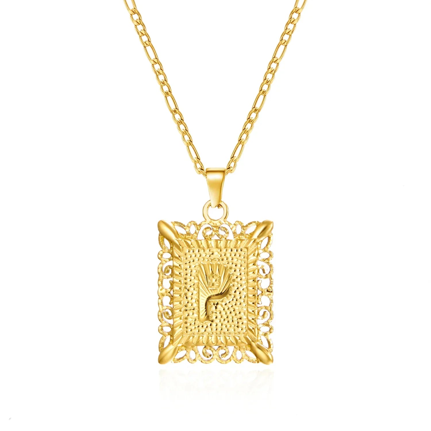 Collier avec pendentif rectangulaire initiale - lettre