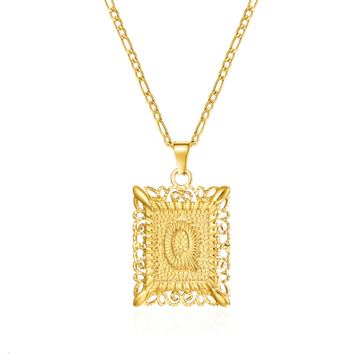 Collier avec pendentif rectangulaire initiale - lettre