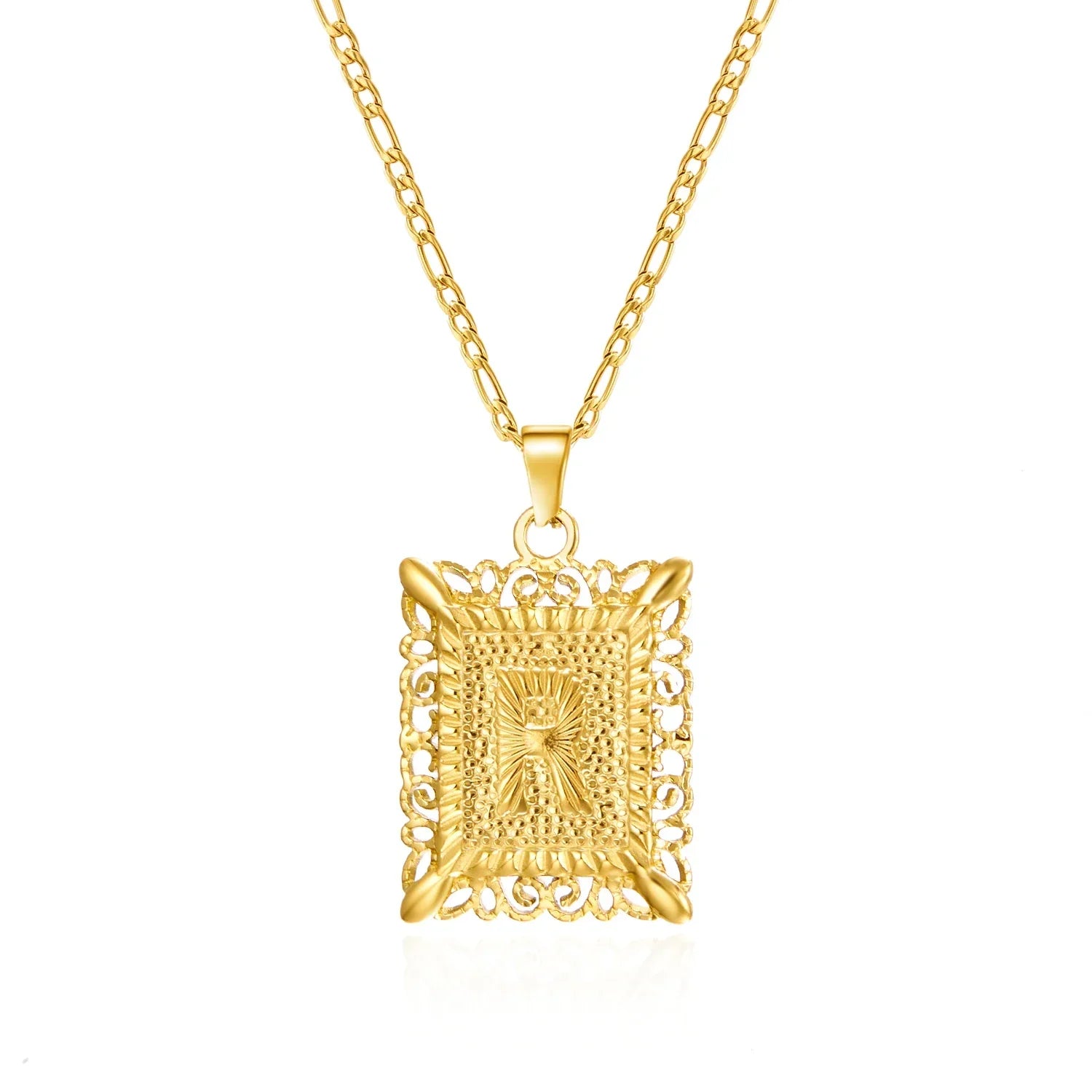 Collier avec pendentif rectangulaire initiale - lettre