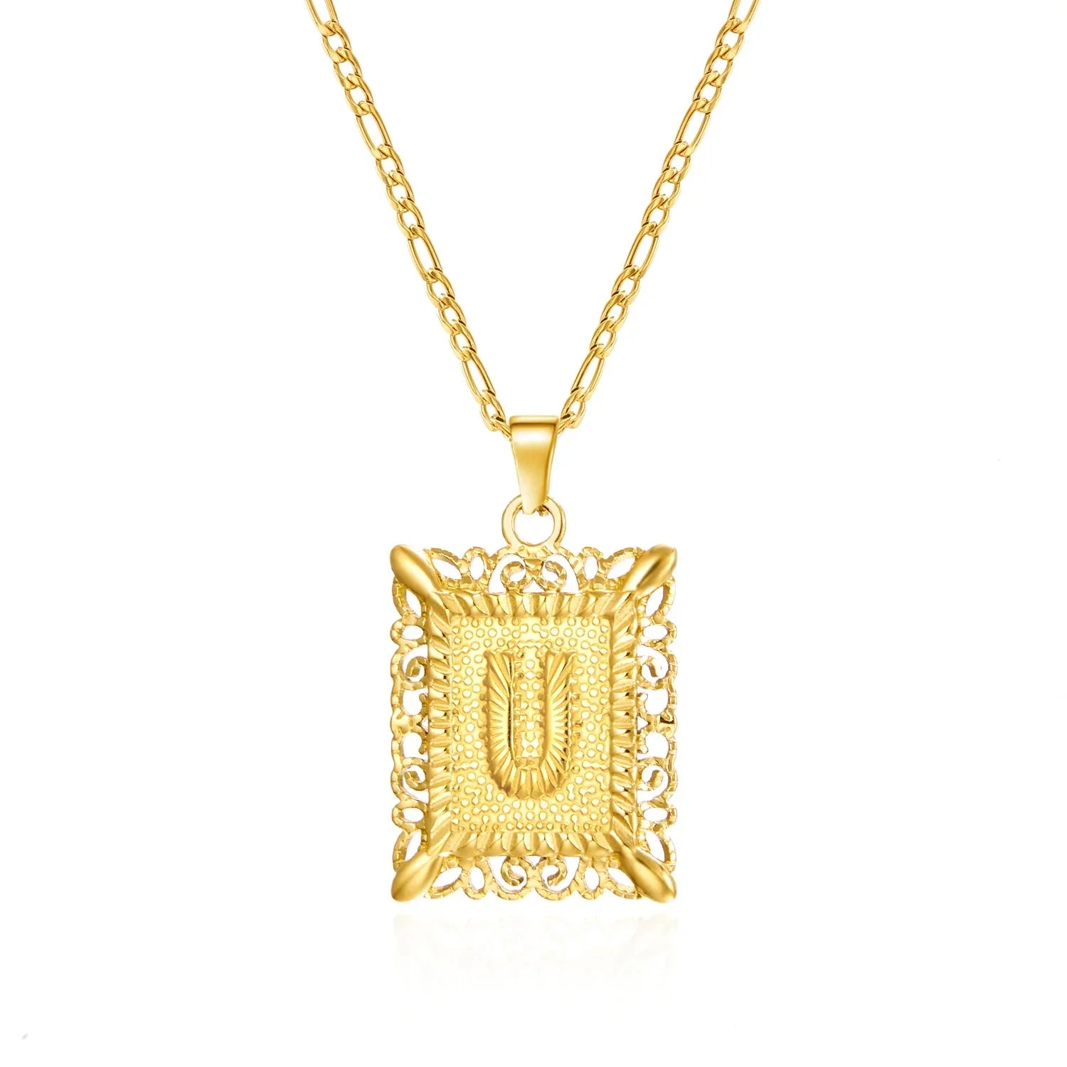 Collier avec pendentif rectangulaire initiale - lettre