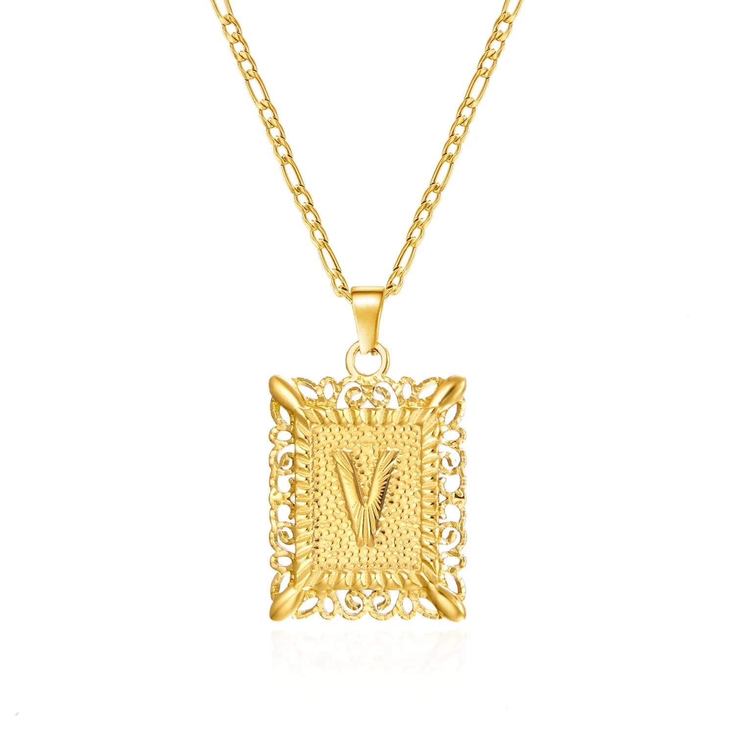 Collier avec pendentif rectangulaire initiale - lettre