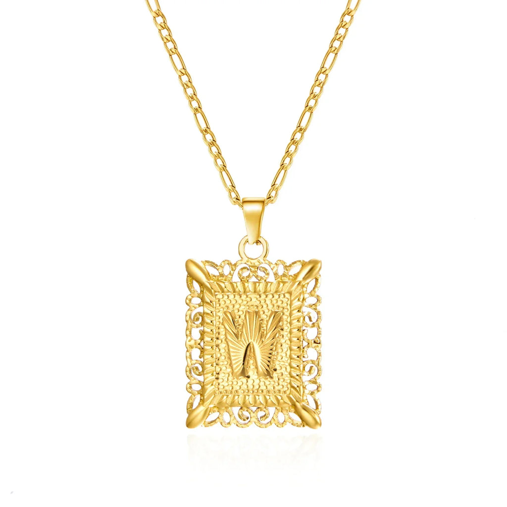 Collier avec pendentif rectangulaire initiale - lettre