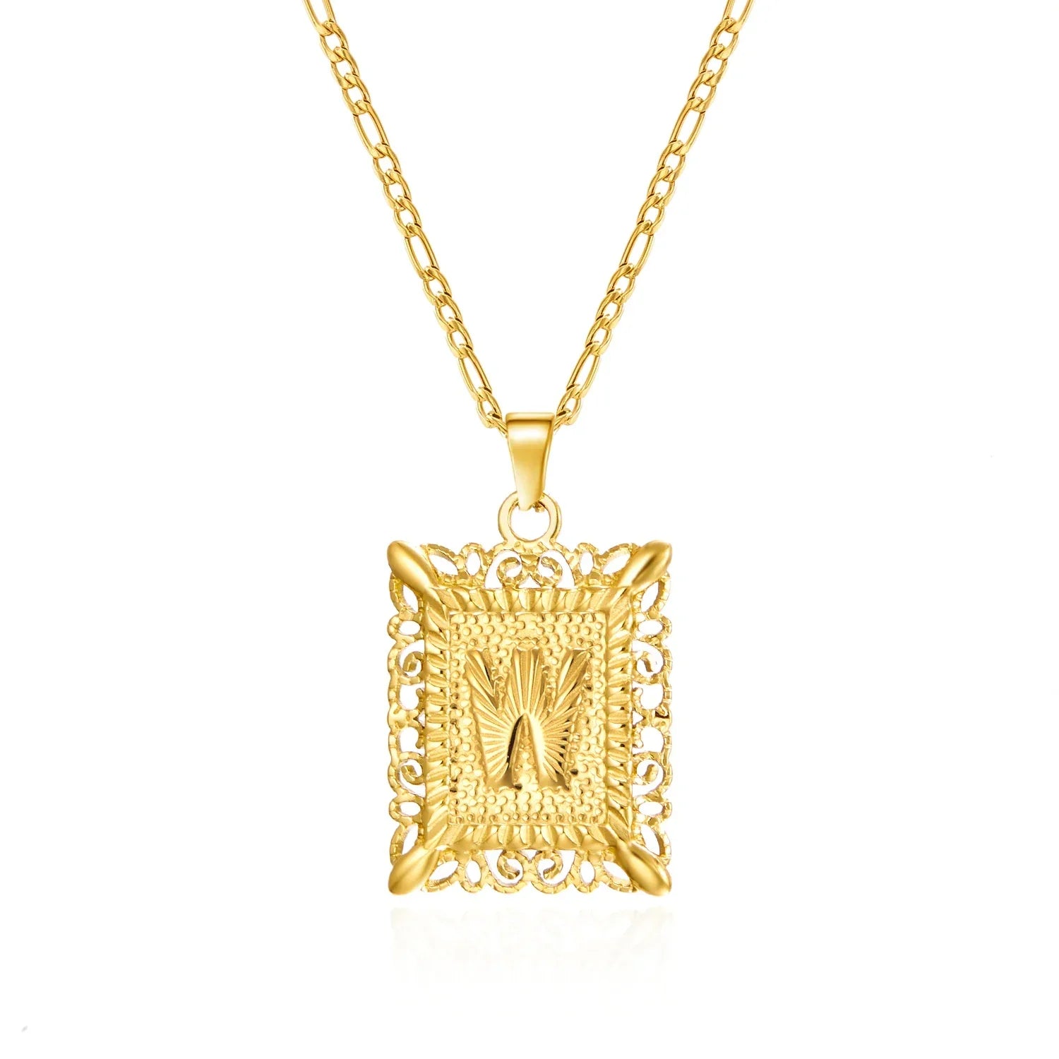 Collier avec pendentif rectangulaire initiale - lettre