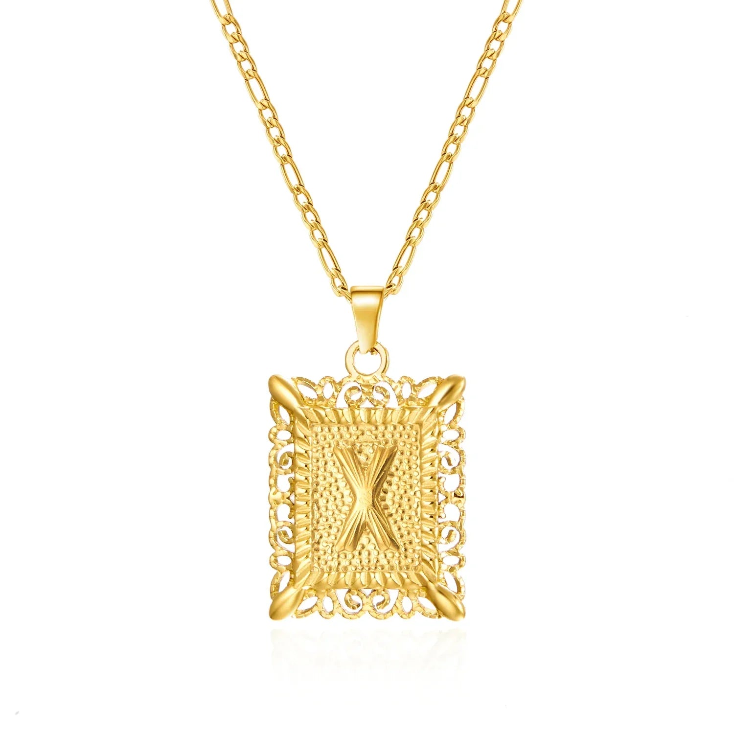 Collier avec pendentif rectangulaire initiale - lettre