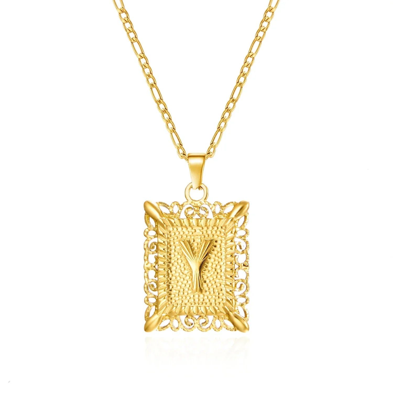Collier avec pendentif rectangulaire initiale - lettre