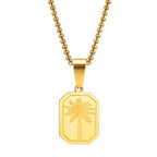 Collar con Colgante Rectangular de Palma oro