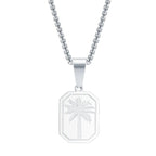 Collar con Colgante Rectangular de Palma plata