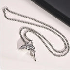 Collar con Colgante de Tiburón para Hombre plateado
