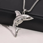 Collar con Colgante de Tiburón para Hombre plateado
