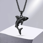 Collar con Colgante de Tiburón para Hombre negro