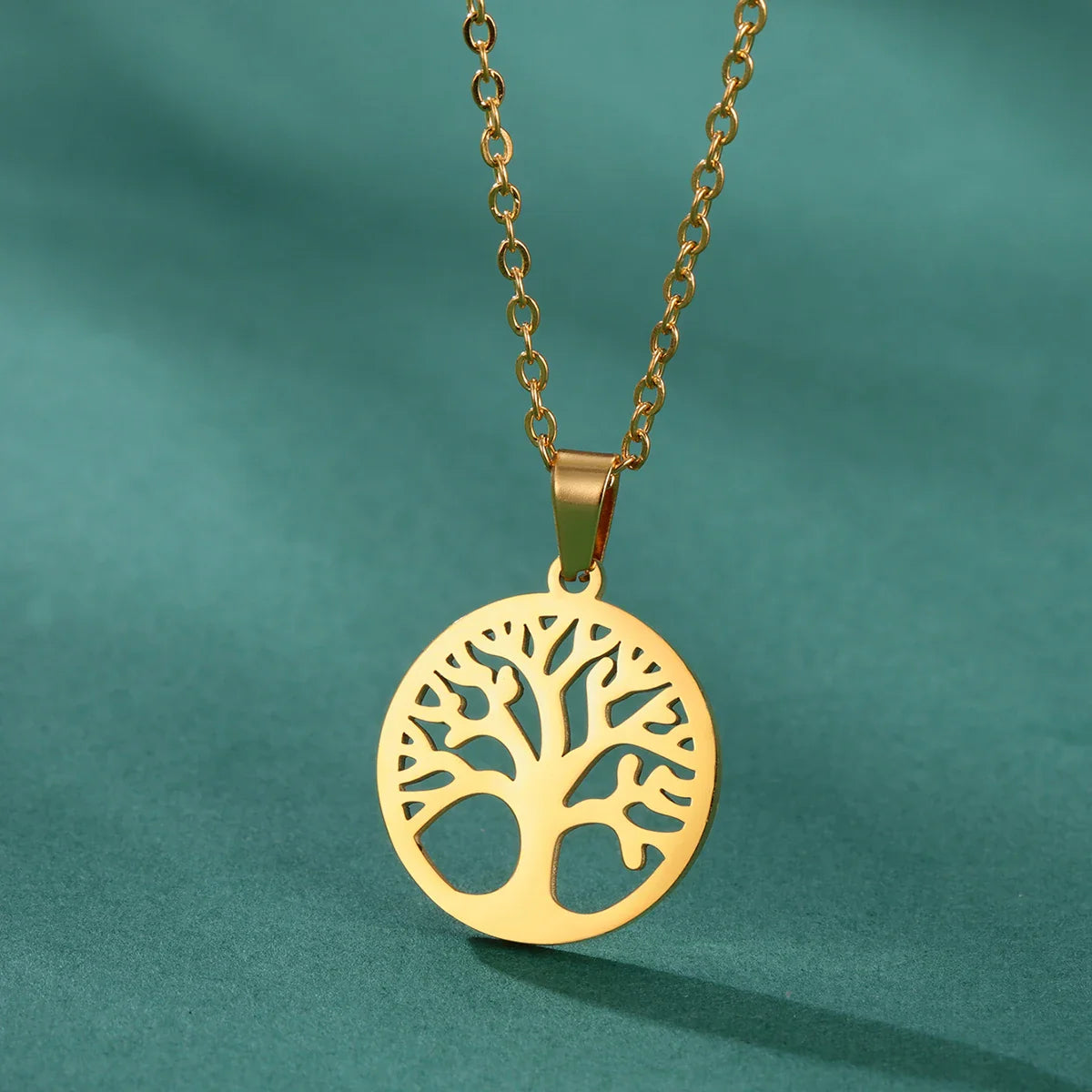 Collar con Colgante Redondo Árbol de la Vida Hombre o Mujer oro