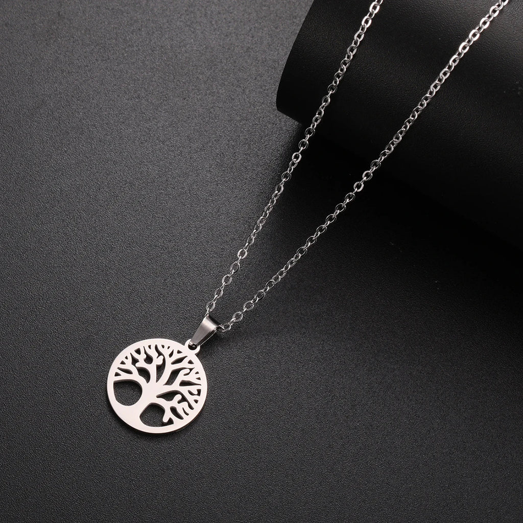Collar con Colgante Redondo Árbol de la Vida Hombre o Mujer plata