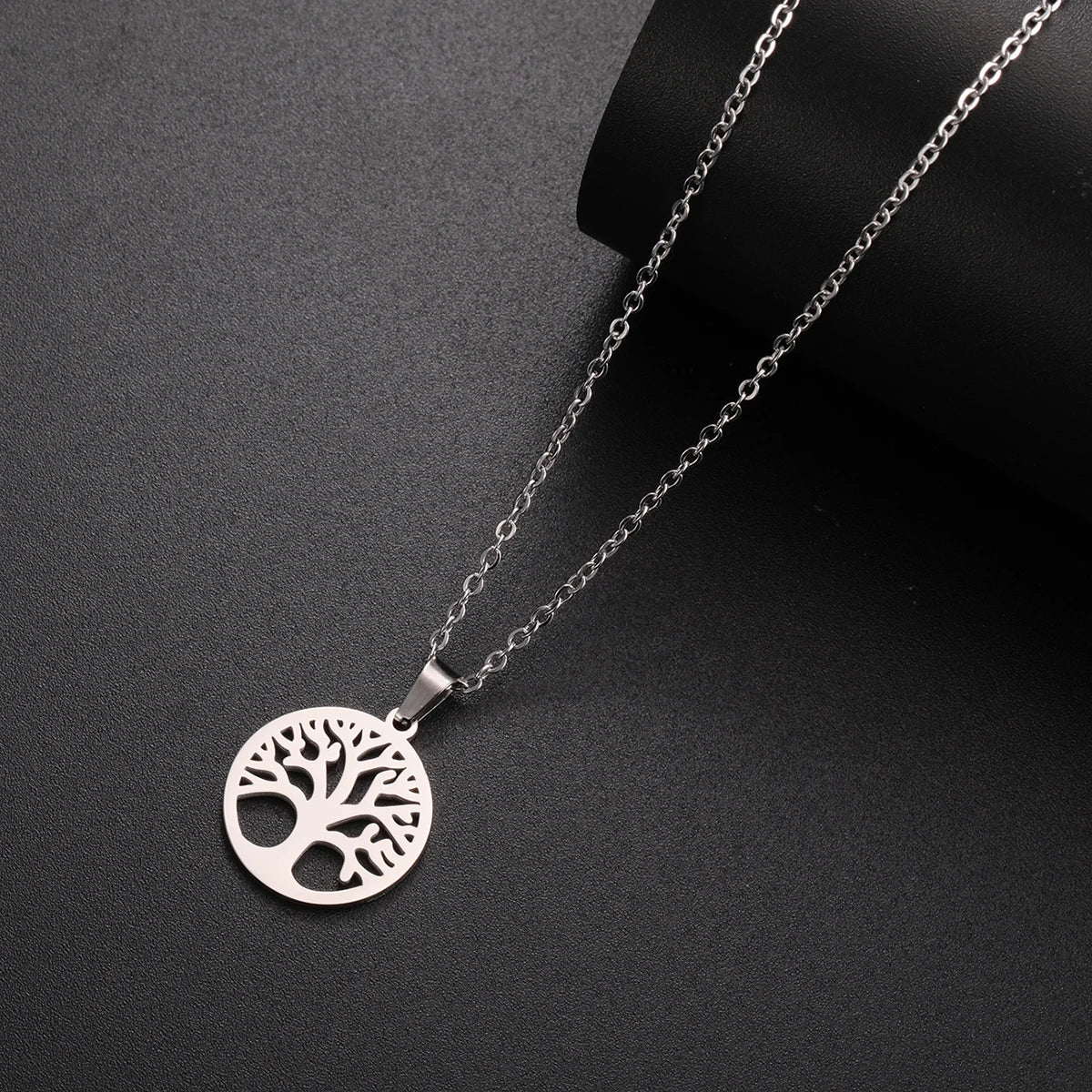 Collar con Colgante Redondo Árbol de la Vida Hombre o Mujer plata
