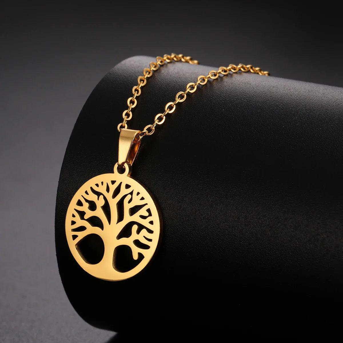 Collar con Colgante Redondo Árbol de la Vida Hombre o Mujer oro