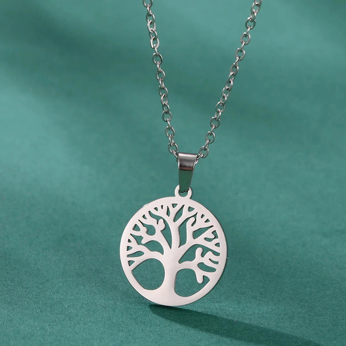 Collar con Colgante Redondo Árbol de la Vida Hombre o Mujer plata