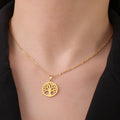 Collar con Colgante Redondo Árbol de la Vida Hombre o Mujer oro