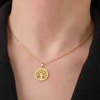 Collar con Colgante Redondo Árbol de la Vida Hombre o Mujer oro