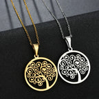 Collar con Colgante Redondo Árbol de la Vida para Mujer plata