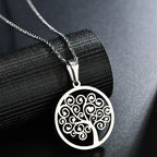 Collar con Colgante Redondo Árbol de la Vida para Mujer plata