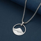 Collar con Colgante Redondo Montaña plata
