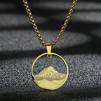 Collar con Colgante Redondo Montaña oro