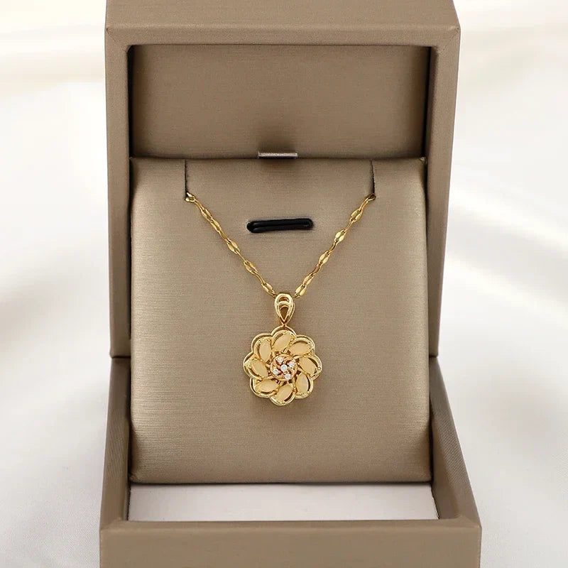 Collar con Colgante Giratorio Flor Anti-Estrés