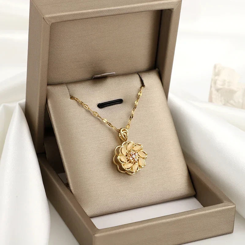 Collar con Colgante Giratorio Flor Anti-Estrés