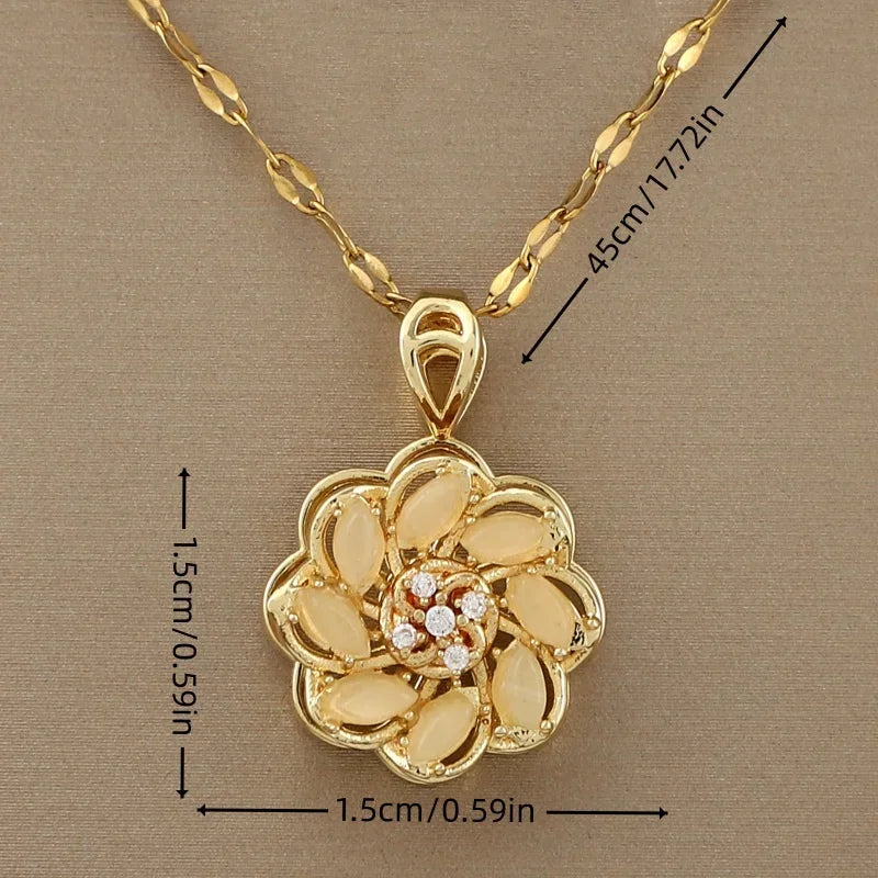 Collar con Colgante Giratorio Flor Anti-Estrés