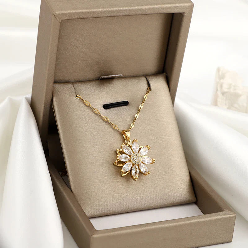 Collar con Colgante Giratorio Flor Antiestrés para Mujer