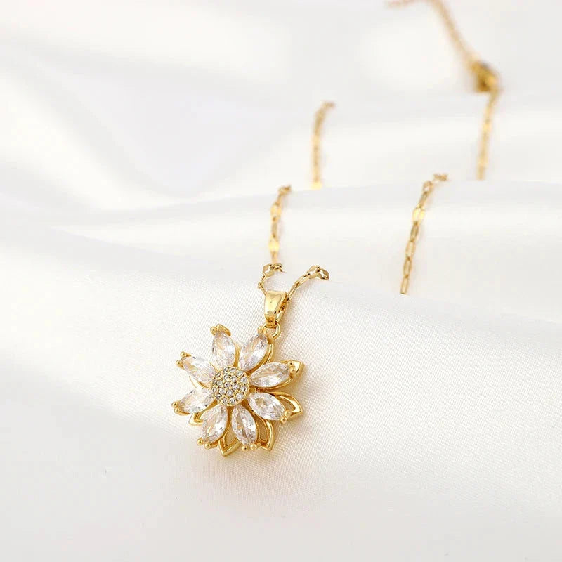 Collar con Colgante Giratorio Flor Antiestrés para Mujer