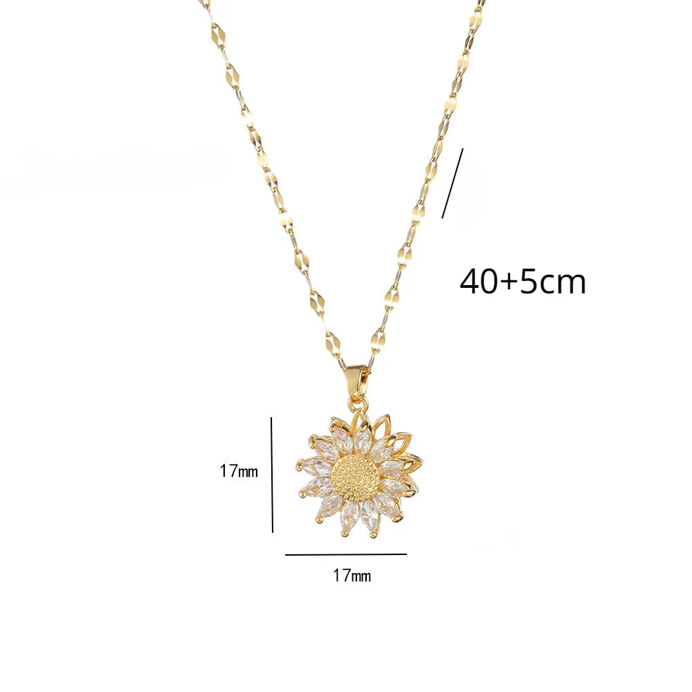 Collar con Colgante Giratorio Flor de Circonita contra la Ansiedad
