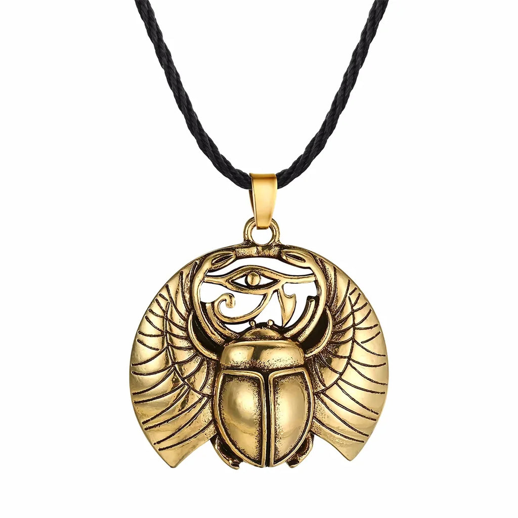 Collar con Colgante Escarabajo y Ojo de Horus Egipcio en oro