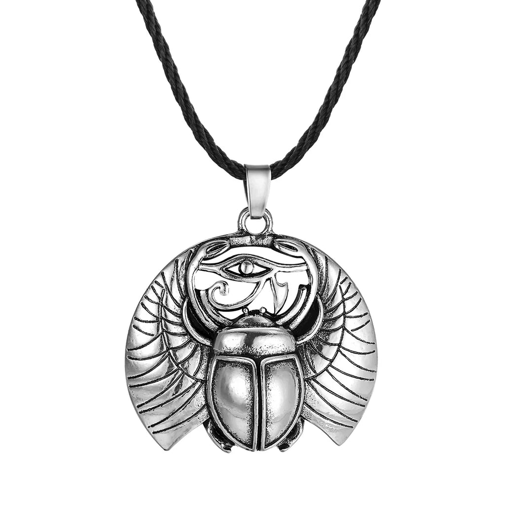 Collar con Colgante Escarabajo y Ojo de Horus Egipcio en plata