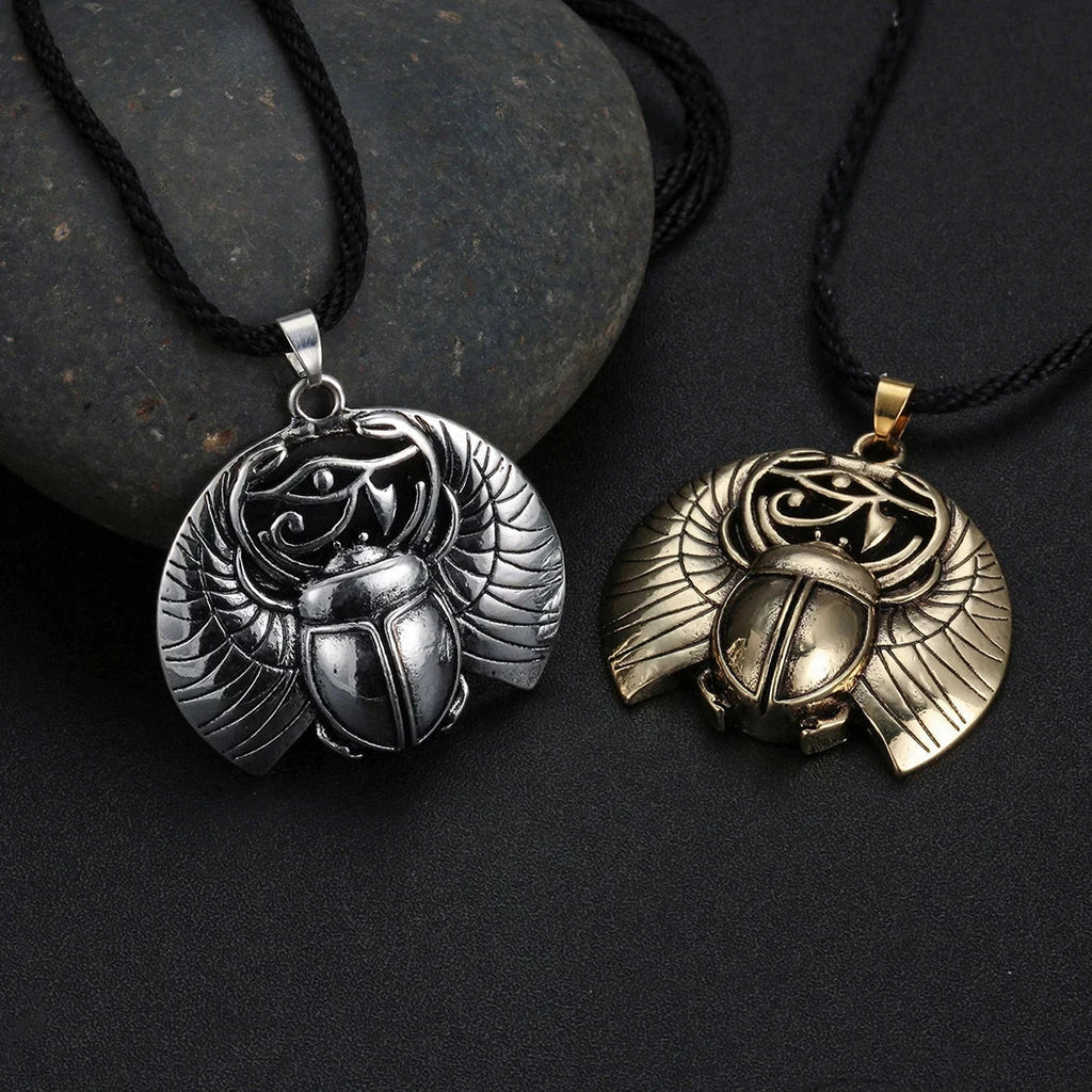Collar con Colgante Escarabajo y Ojo de Horus Egipcio en plata