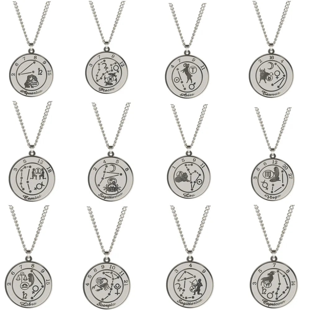 Collar con Colgante Signo del Zodiaco Astrológico para Hombre o Mujer
