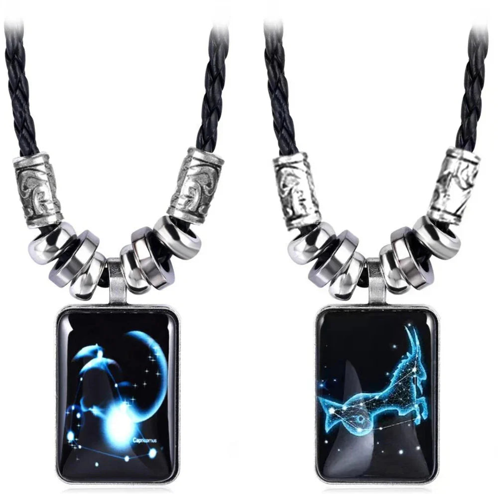Collar con colgante de signo del zodiaco para hombre
