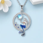 Collar con Colgante de Sirena con Circonita y Piedra de Luna