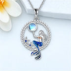 Collar con Colgante de Sirena con Circonita y Piedra de Luna