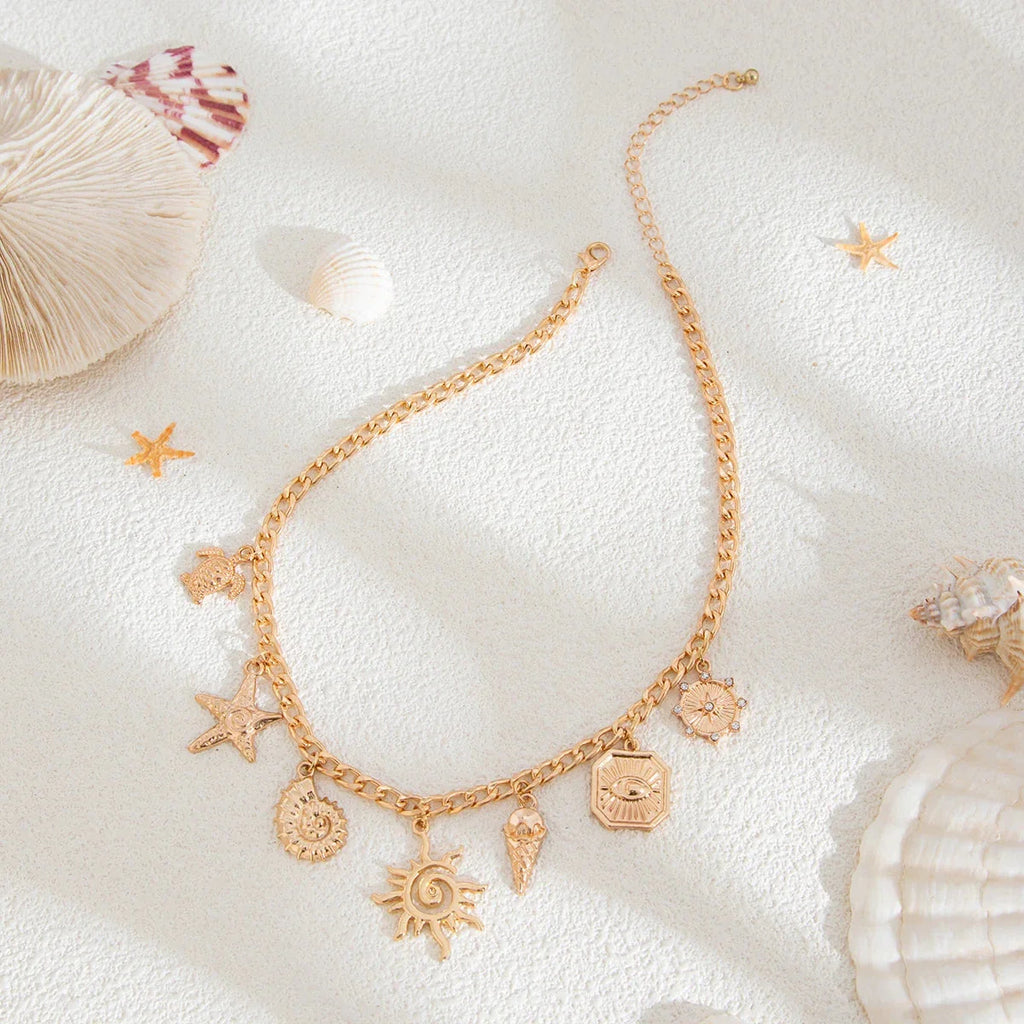 Collar con Colgante de Sol y Conchas 2