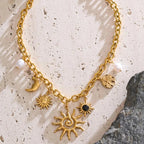 Collar con Colgante Sol y Luna para Mujer