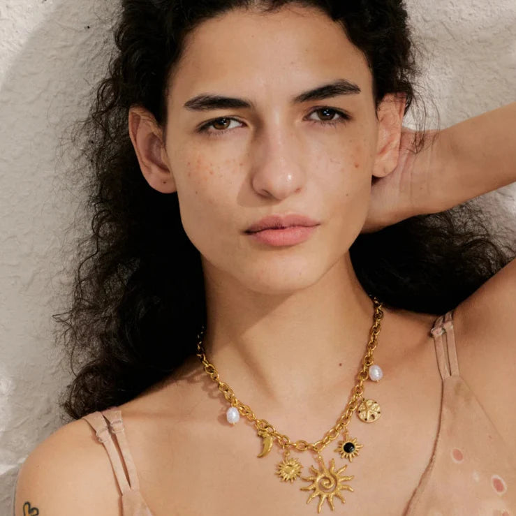Collar con Colgante Sol y Luna para Mujer