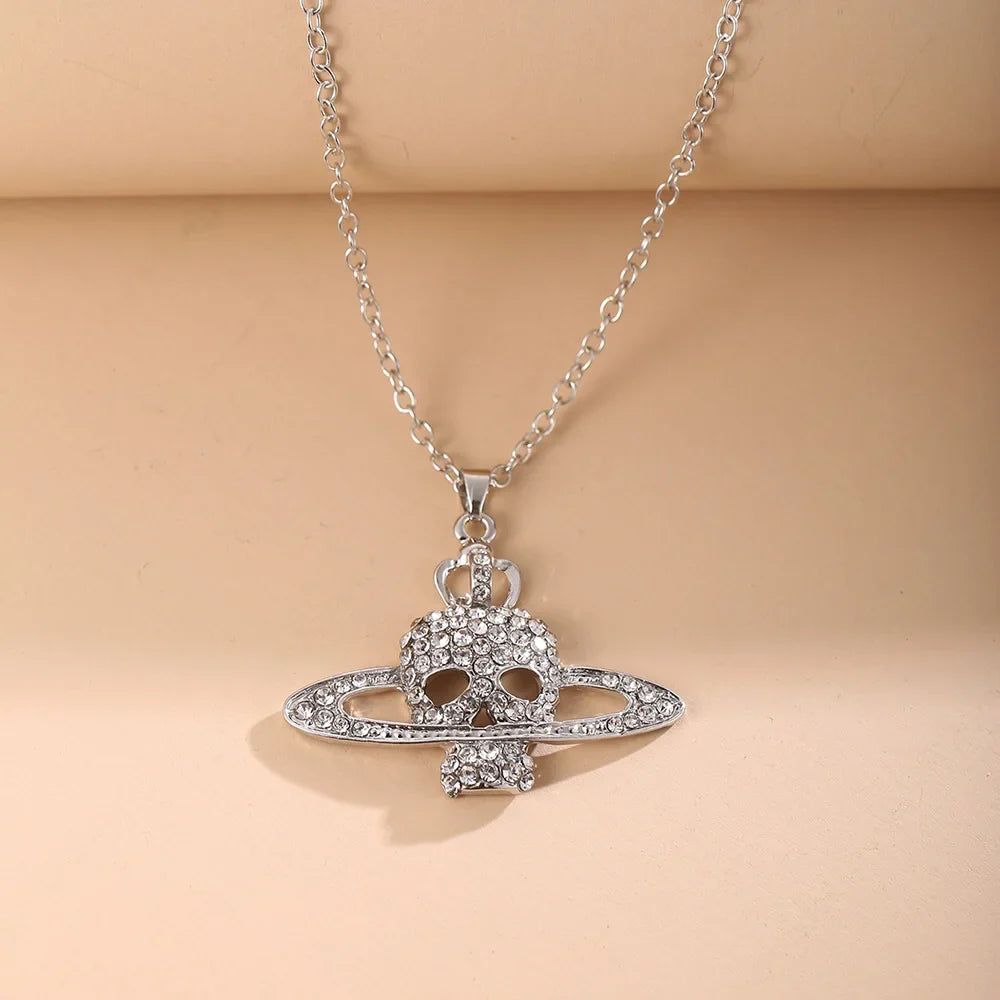 Collar con Colgante de Calavera en Strass