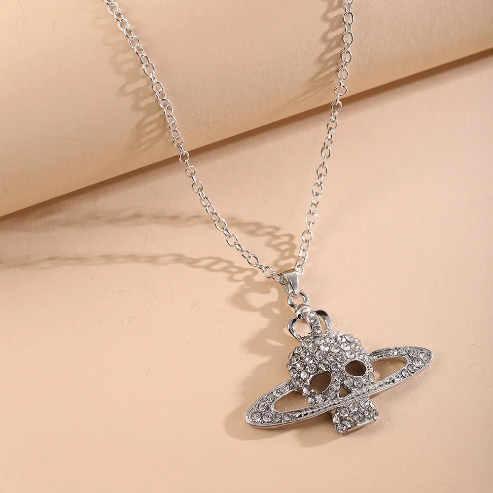 Collar con Colgante de Calavera en Strass