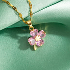 Collar con colgante trébol de 4 hojas de colores