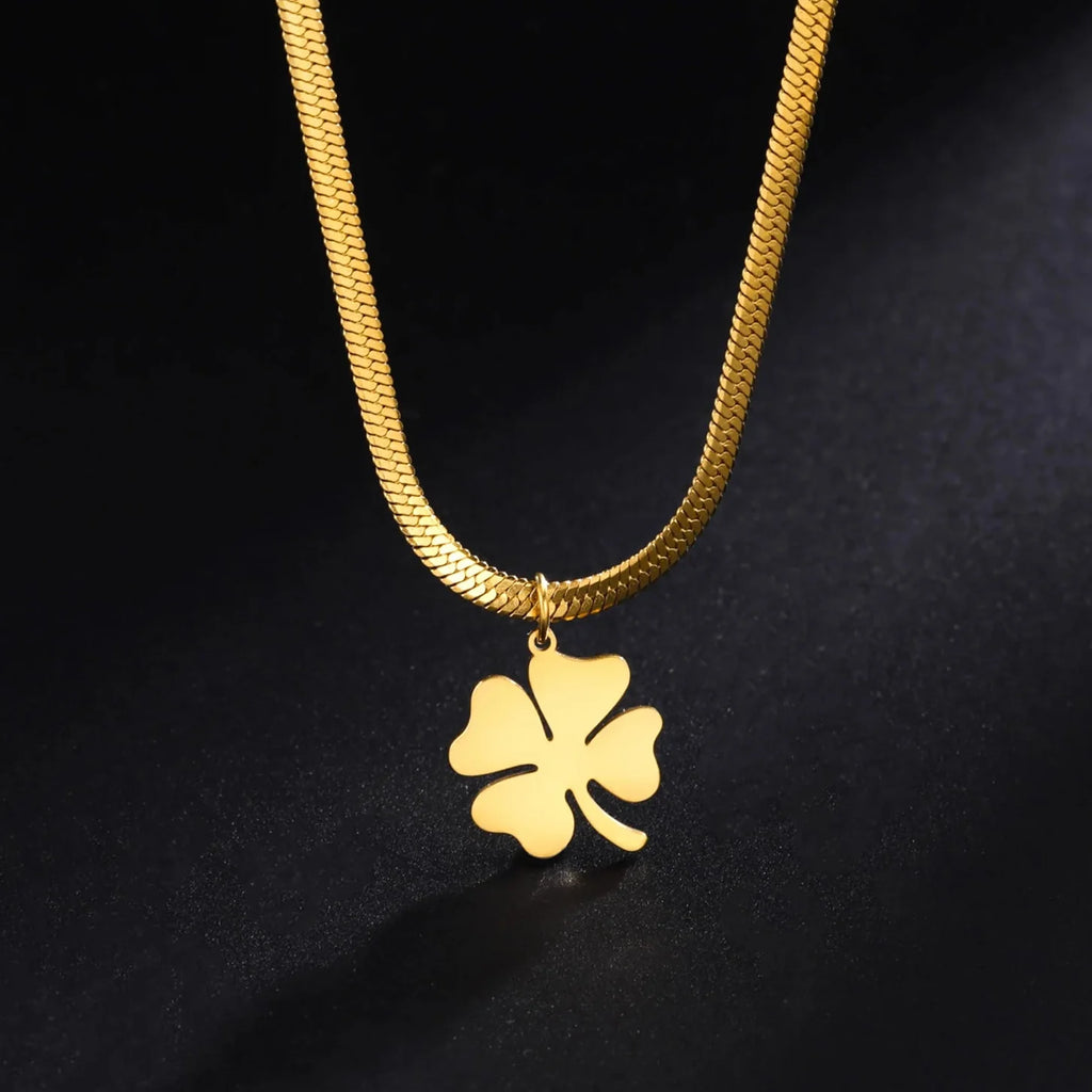 Collar con Colgante de Trébol de 4 Hojas de la Suerte oro