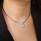 Collar con Colgante de Trébol de 4 Hojas de la Suerte plata