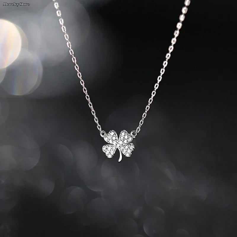 Collar con Colgante de Trébol de 4 Hojas Amuleto de la Suerte para Mujer