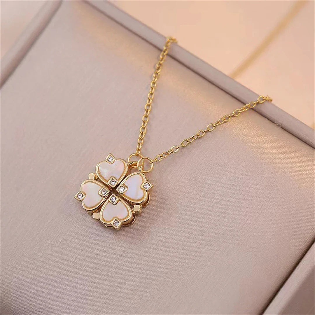 Collar Gargantilla con Colgante de Trébol de 4 Hojas Amuleto de la Suerte oro